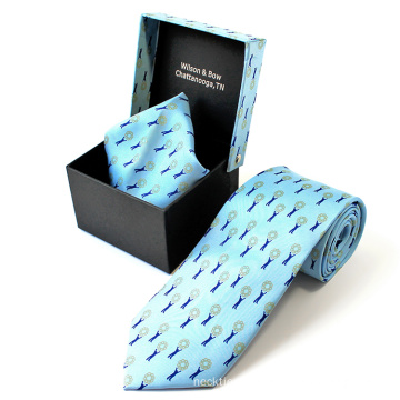 Hot sale elegant design mens silk tie gift box set with pocket square